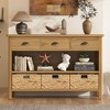 KIGFTSOD Retro Console Table with 3 Storage Drawers & 3 Water Hyacinth Woven Baskets, Wooden Entryway Sofa Table for Hallway, Living Room - 3 of 4
