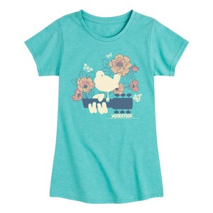 Girls' - Woodstock - Botanical Guitar Fitted Short Sleeve Graphic T-Shirt - 1 of 4