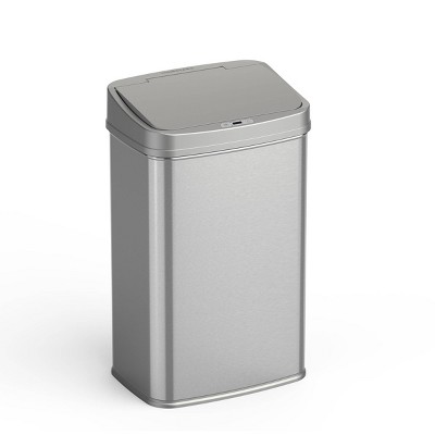 Silver Stainless Steel Touchless Motion Sensor Wastebasket 13.2 gal