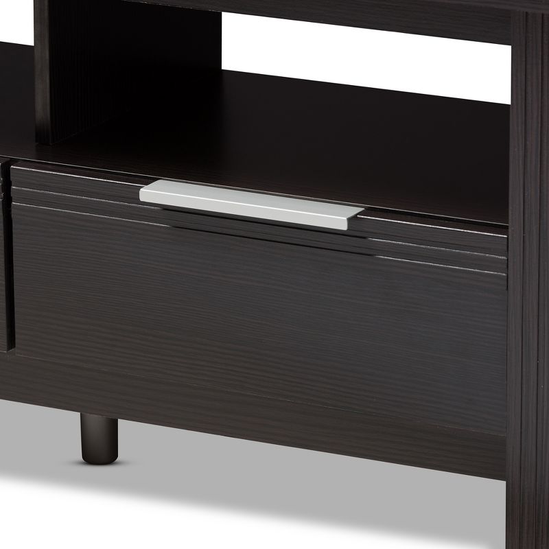 Elaine Modern and Contemporary Finished TV Stand for TVs up to 60&#34; Dark Brown - Baxton Studio, 6 of 11