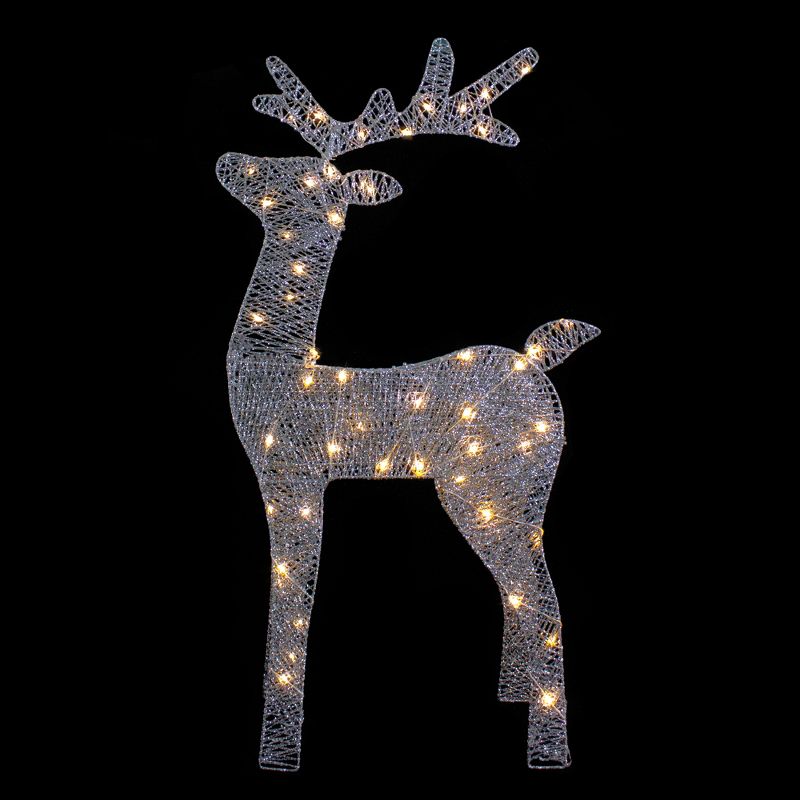 Northlight 39.5" LED Lighted Silver Glitter Reindeer Outdoor Christmas Decoration, 3 of 7