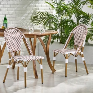 Christopher Knight Home Brandy Patio French Bamboo Finish Aluminum and Faux Rattan Bistro Chairs (Set of 2) - 1 of 4