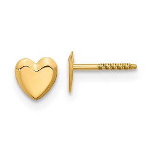 Black Bow Jewelry Kids 5mm Polished Heart Screw Back Post Earrings in 14k Yellow Gold - 1 of 4