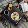 Mela Artisans Decorative Wood Serving Tray w/ Handles (Darkwash) Large Ottoman Tray for Breakfast in Bed - 2 of 4