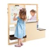 Costzon Easel for Kids, Wooden Art Center with Double-sided Board, Paper Roll for Drawing, Crafts, Writing, Toddler Table with Storage (Brown) - 2 of 4