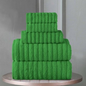 BAGOKIE 100% Turkish Cotton Corduroy Ribbed Bath Towels 6-Piece Set - 1 of 4