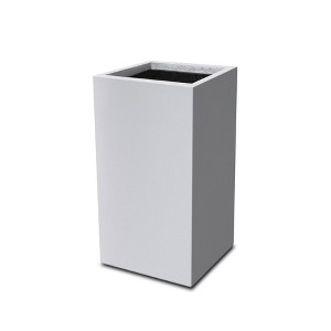 Rosemead Home & Garden Inc. 28" Tall Rectangular Concrete Metal Indoor Outdoor Planter Pure White - 1 of 4