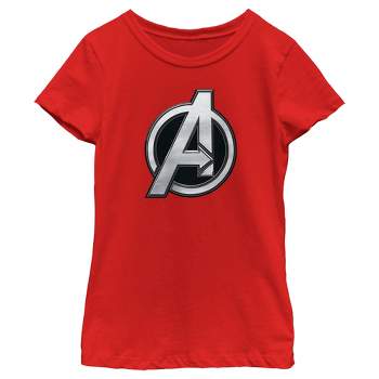 Girl's The Marvels Silver Avengers Logo T-Shirt