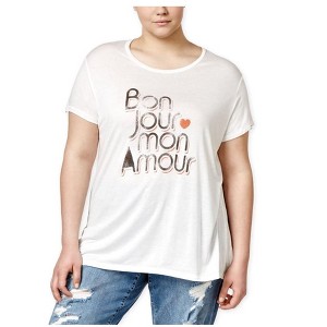 Rachel Roy Womens Curvy Bonjour Graphic T-Shirt - 1 of 1