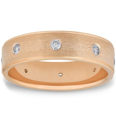Pompeii3 Mens Yellow 14K Yellow Gold Brushed Diamond Wedding Band