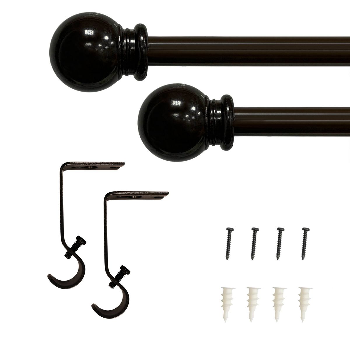 Ball Drapery Rod Set Brown - Lumi Home Furnishings - thumbnail 5
