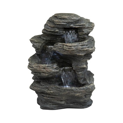 13.25" Natural Water Rock Fountain with 4 Levels Stone Gray - Hi-Line Gift - image 1 of 4