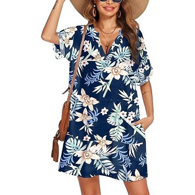 AI'MAGE Women's Swimsuit Coverups Bikini Beach Swimwear Cover Up A-line Bathing Suit Cover Up Dress with Pockets