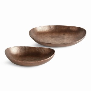 Plum & Post Janae Oval Decorative Bowls, Set of 2 - Brown, Cast Aluminum - 1 of 4