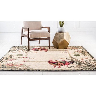 Pastoral Cream 7'x10' Floral & Fauna Synthetic Area Rug