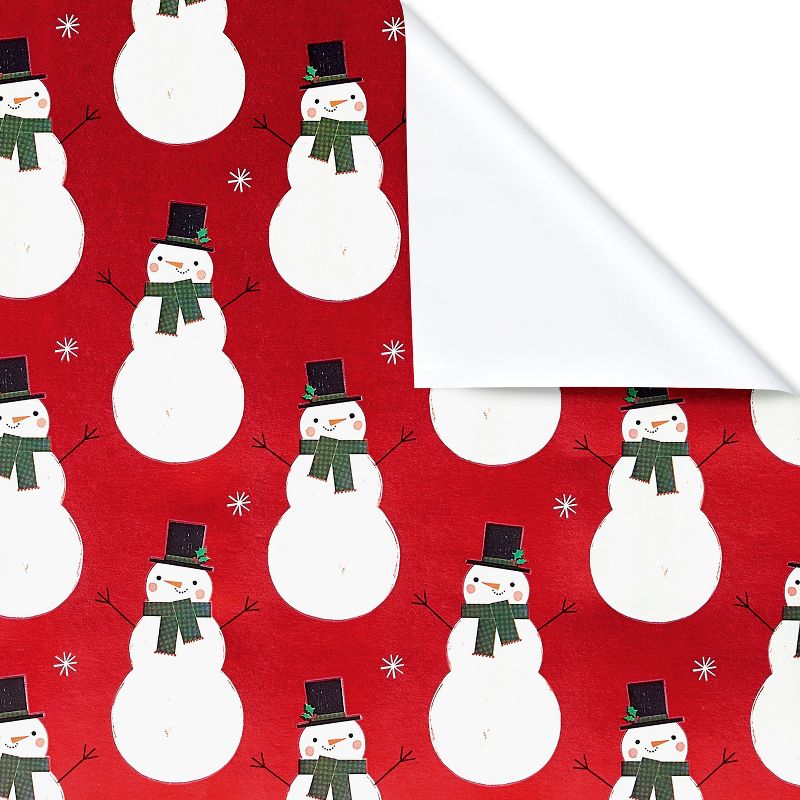 20 sq ft Snowmen Foil Christmas Wrapping Paper, 3 of 7