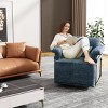360° Swivel Accent Chair with Gold Metal Frame, Fluffy Upholstered Armchair for Living Room or Bedroom, Modern Square Lounge Chair-Maison Boucle - 2 of 4