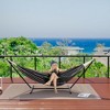 EcoSummer Double Hammock with Stand, 450lbs Heavy Duty 2-Person Cotton Hammock for Indoor Outdoor Relaxation,Onyx. - 2 of 4
