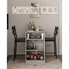 Bar Table and Chairs Set, 3 Piece Bar Table Set with Flip Top Extension and Storage Shelves, Suitable for Small Space Kitchen Apartment - 2 of 4