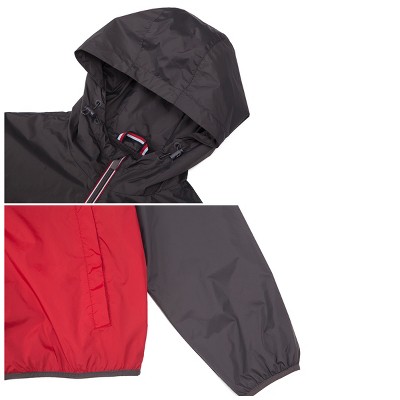 Мужские куртки Rokka&Rolla Men's Full Zip Rain Jacket Packable Light Windbreaker-Gray Red, size Small — фото 8