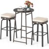 Costway 3 PCS Outdoor Swivel Bar Set with 2 Chairs, Tempered Glass Top, Soft Cushions - 2 of 4