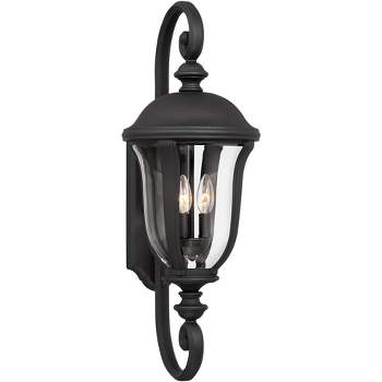 John Timberland Park Sienna Vintage Wall Light Sconce Black Hardwire 9 3/4" 3-Light Fixture Clear Glass Shade for Bedroom Bathroom Vanity Reading Home