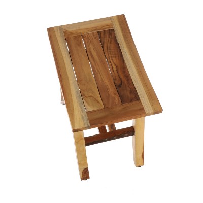 20" Teak Wood Adjustable Shower Bench with Safety Features