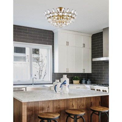 Emilia 18'' Brass and Crystal Flush Mount Light