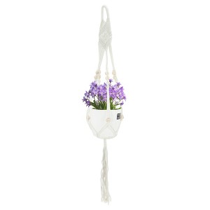Unique Bargains Macrame Plant Hanger Woven Cotton Indoor Outdoor Decorative - 1 of 4
