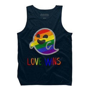 Adult Design By Humans Happy Ghost Love Wins Pride By Tank Top - 1 of 2