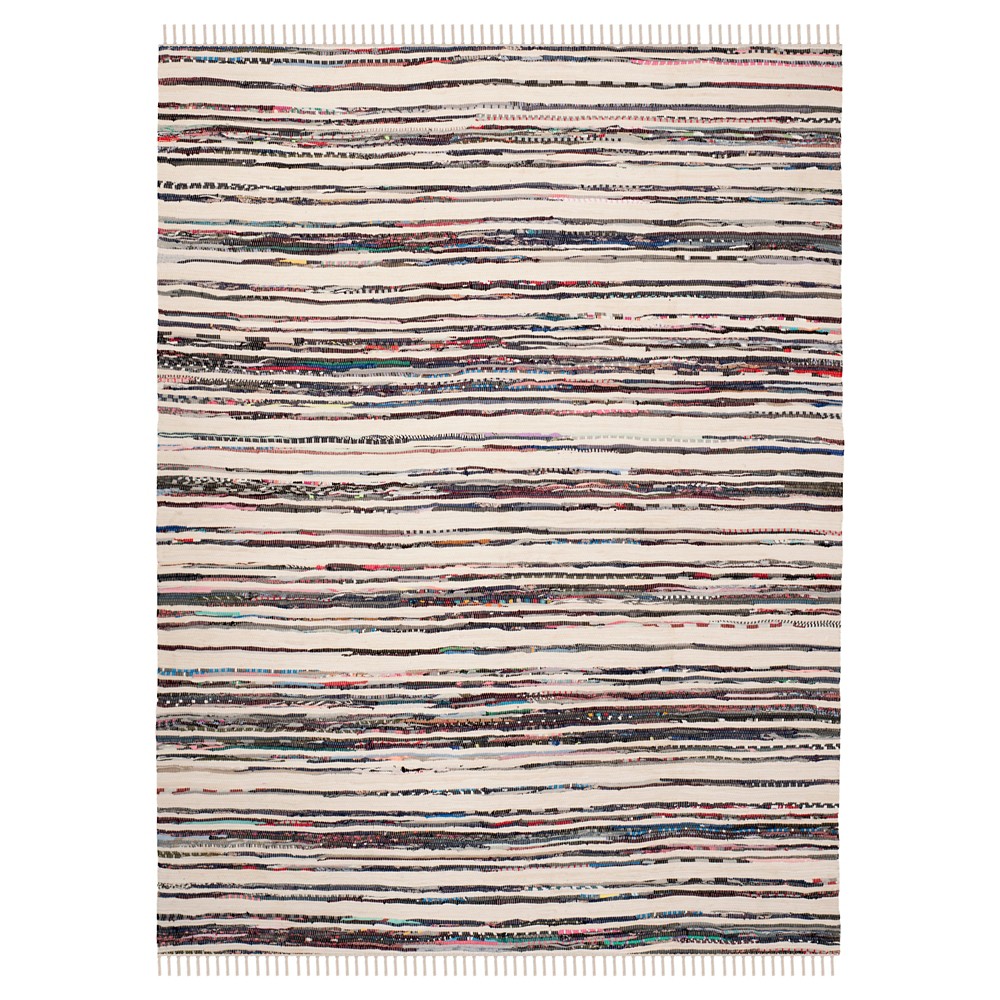 3'x5' Stripes Woven Accent Rug Ivory/Charcoal - Safavieh