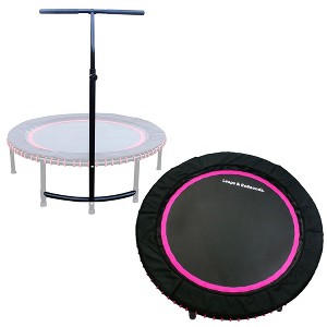 LEAPS & REBOUNDS 40" Adjustable Stability Bar Attachment with 40" Mini Fitness Trampoline and Home Gym Rebounder for Cardio Exercises, Pink - 1 of 4
