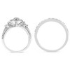 Silver 1/3 Cttw Diamond 7 Stone and Halo Engagement Ring and Wedding Band Set - 3 of 4