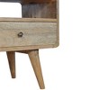 35" Solid Mango Wood TV Stand Curved Media Unit with 2 Drawers, Open Slot, and Nordic Legs for Living Room and Bedroom - 4 of 4
