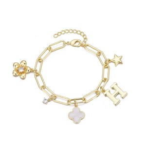 Adornia 14k Yellow Gold Plated Initial Chunky Charm Bracelet - 1 of 1