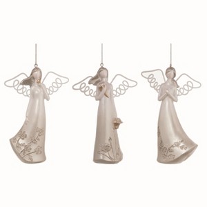 Transpac Resin Elegant Silver Angel Ornament Set of 3 Christmas Home Decorations - 1 of 1