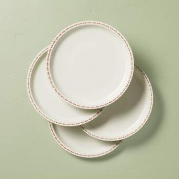 8.5" Nordic Christmas Trim Stoneware Salad Plates Cream/Red - Hearth & Hand™ with Magnolia