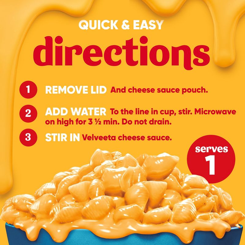 Velveeta Shells &#38; Cheese Original Mac and Cheese Cups Easy Microwavable Dinner with 2% Milk - 8.76oz/4ct, 6 of 11