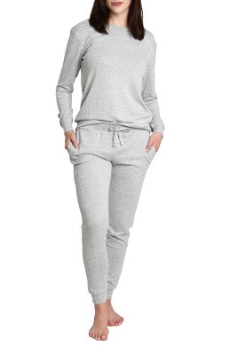 Image of Blis Women's Crew Neck Pajama Set with Jogger Grey Medium