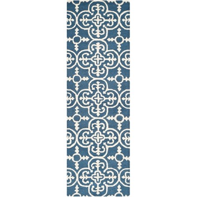 Navy & Ivory Hand-Tufted Wool Runner Rug - 30"x10"