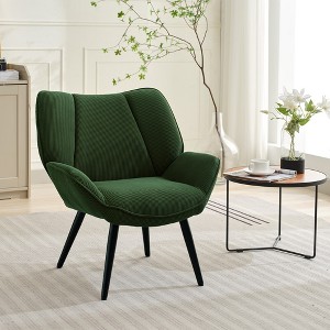 Modern Accent Chair Wingback Armchair Mid-Century Upholstered Lounge Arm Chair with Solid Wood Frame & Soft Cushion for Living Room, Bedroom - 1 of 4