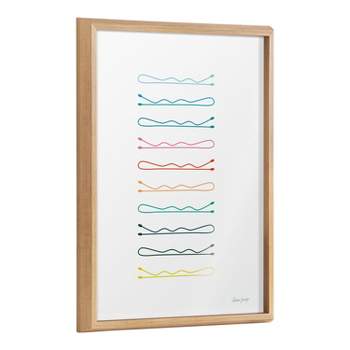 18" x 24" Blake Colorful Bobby Pins Framed Printed Glass Natural - Kate & Laurel All Things Decor