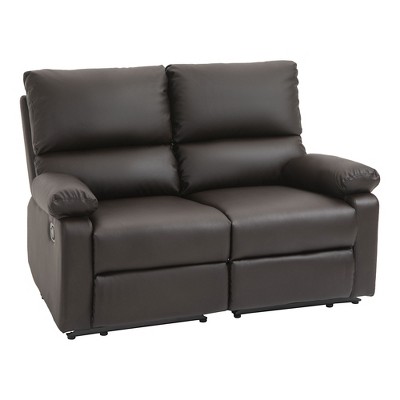 Homcom Modern Manual Recliner 2 Seater Sofa Reclining Loveseat With Pu