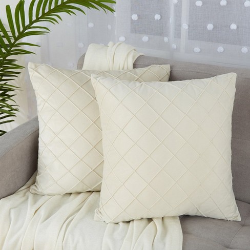 2PCS Decorative Pillows Quilted Square Throw Pillows Insert Couch