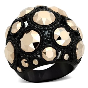 Slickblue Women's Metallic Light Gold Synthetic Crystal Ring, IP Black Stainless Steel, Single-Tone, Size 5-10 - 1 of 4