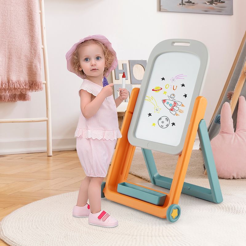 Costway Kids Easel w/Chair Art Easel for Kids Height Adjustable Art Easel Set for Kids, 2 of 11