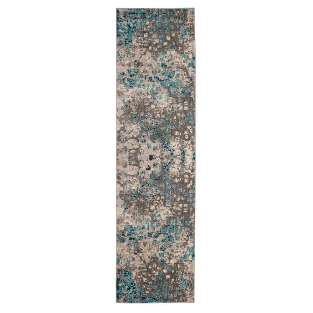 2'2inx10' Runner Gray/Light Blue Splatter Loomed - Safavieh