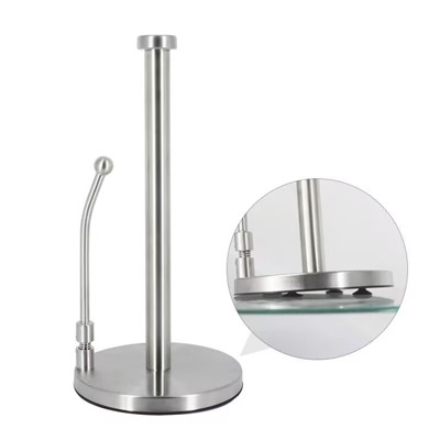 Paper Towel Holder Dispenser Standing with Weighted Base Spring Arm for Kitchen,Bathroom,Bedroom