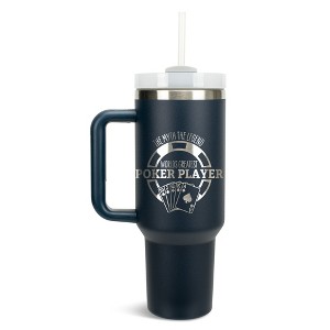 100 North World's Greatest Poker Player Chip & Cards Wrap-Around 40 Oz. Stainless Steel Water Bottle Coffee Mug, Spill & Leak Resistant, Travel - 1 of 4