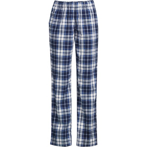 Lands' End Women's Tall Print Flannel Pajama Pants - Medium Tall - Deep Sea  Navy/ivory Plaid : Target